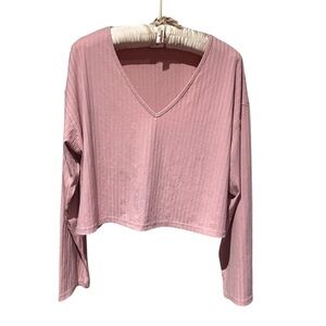 REBDOLLS Pink Ribbed Crop Top